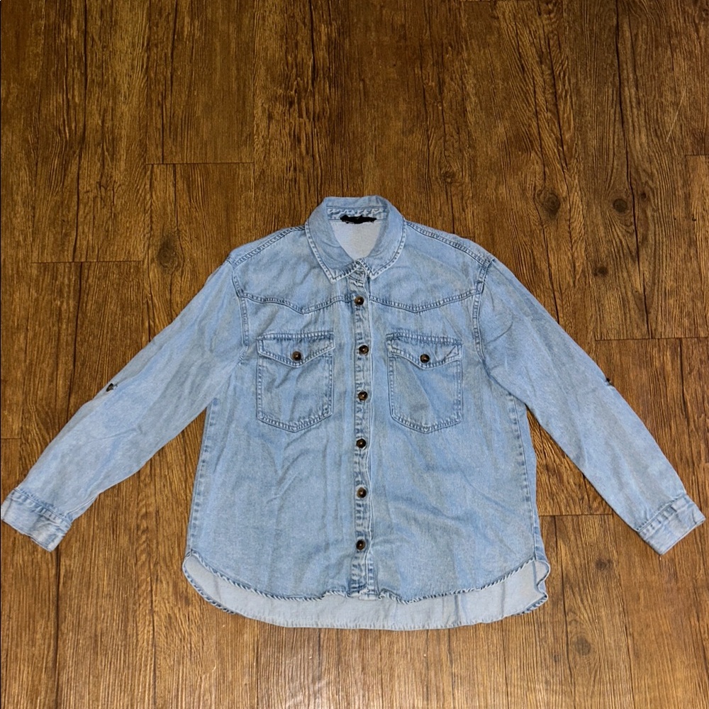 Light Blue Denim Button-Up Shirt